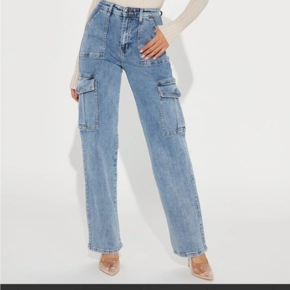 Fashion Nova stretch Cargo Jeans Size 15